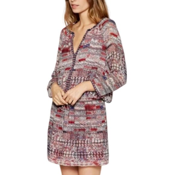 Joie Silk Mini Dress XS Pink V-Neck Georgette Blouson Relaxed Short Lightweight - Picture 1 of 10